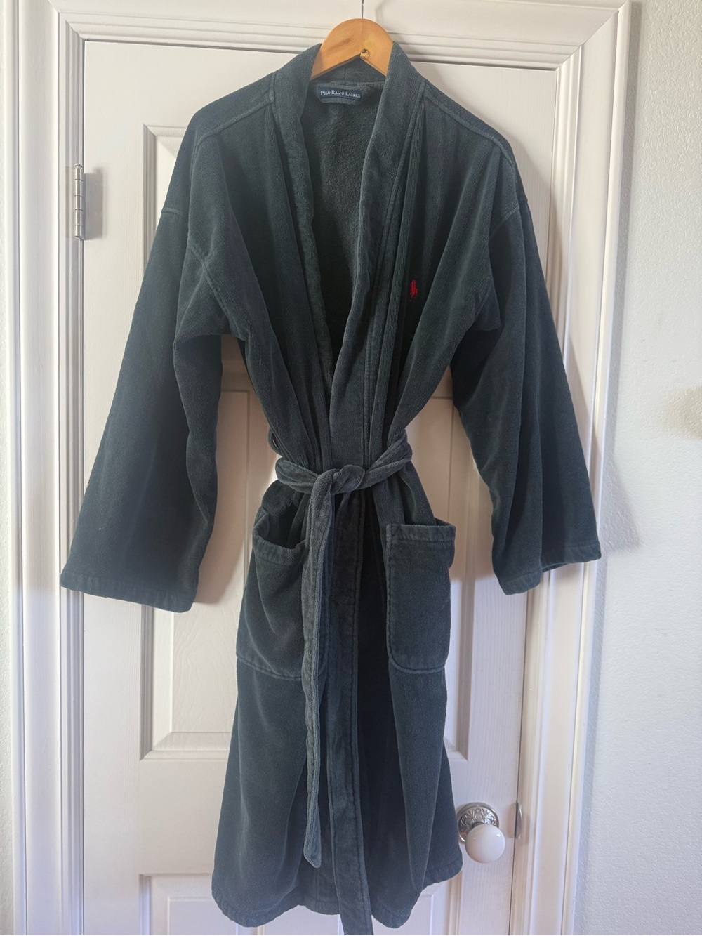 Polo by Ralph Lauren dark Forest Green Teddy Robe Jacket with Red Logo